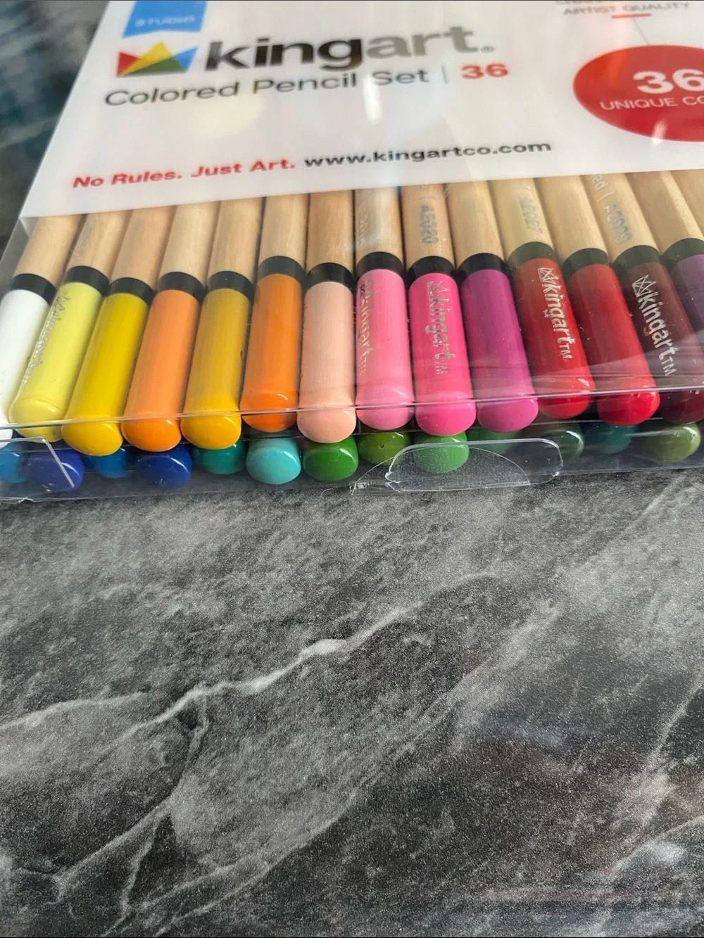 Kingart Studio 36-Color Colored Pencil Set - Natural Wood
